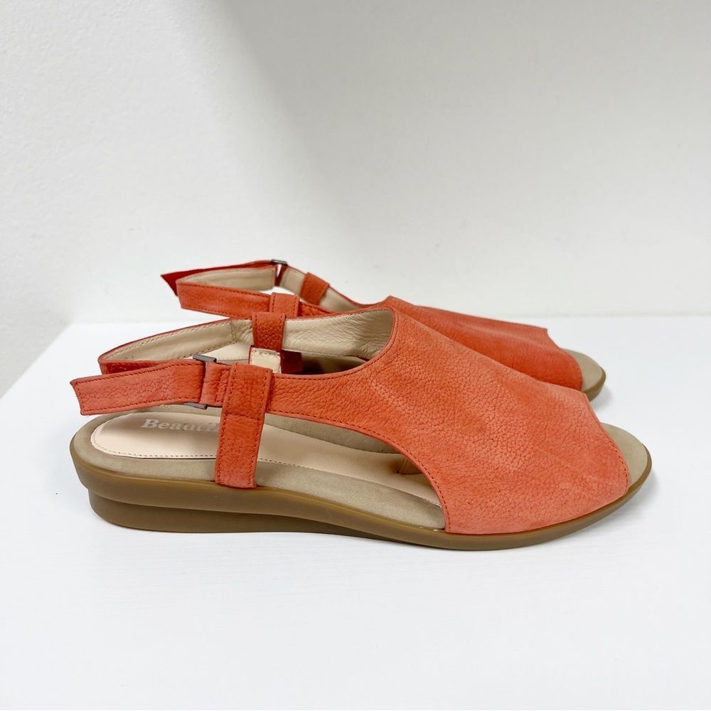 Beautifeel Women’s Gwen Wedge Sandals 40 Coral Tumbled Leather
